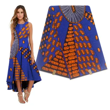 

Latest Nigerian Blue pattern Cotton Veritable Wax Batik Fabric 6yard for wedding H190421s