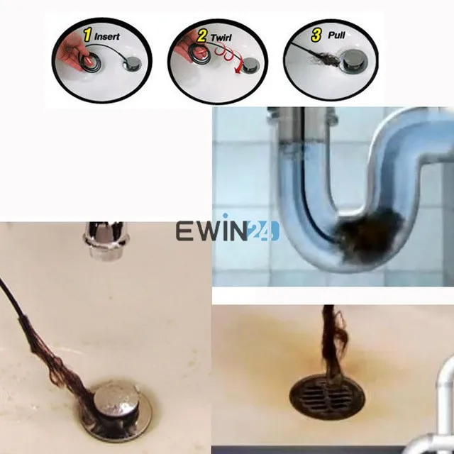 Drain Sink Cleaner Bathroom Unclog Sink Tub Toilet Snake Brush Hair Removal Tool (1)