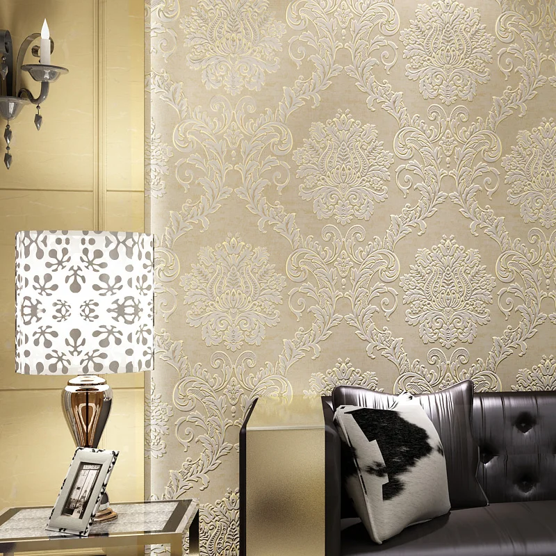 3D Damask Non woven Wallpaper European Vintage Wallpaper Covering Paper