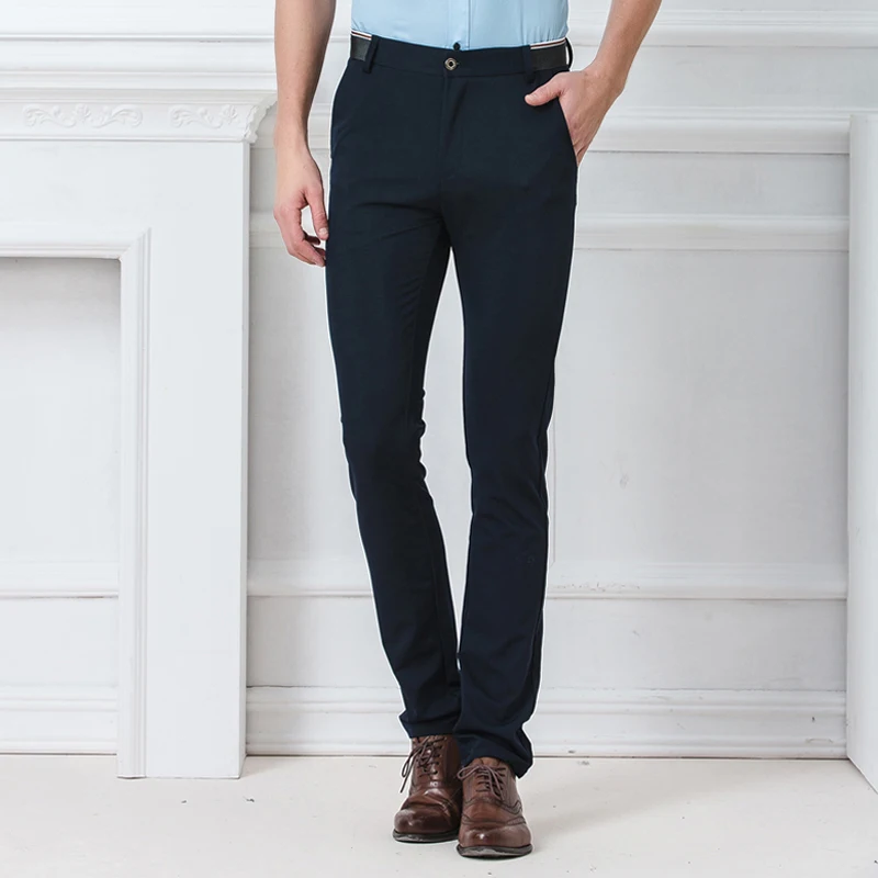 Весенне-осенние модные облегающие повседневные брюки прямые мужские брюки мужские эластичные деловые костюмы обтягивающие брюки для мужчин