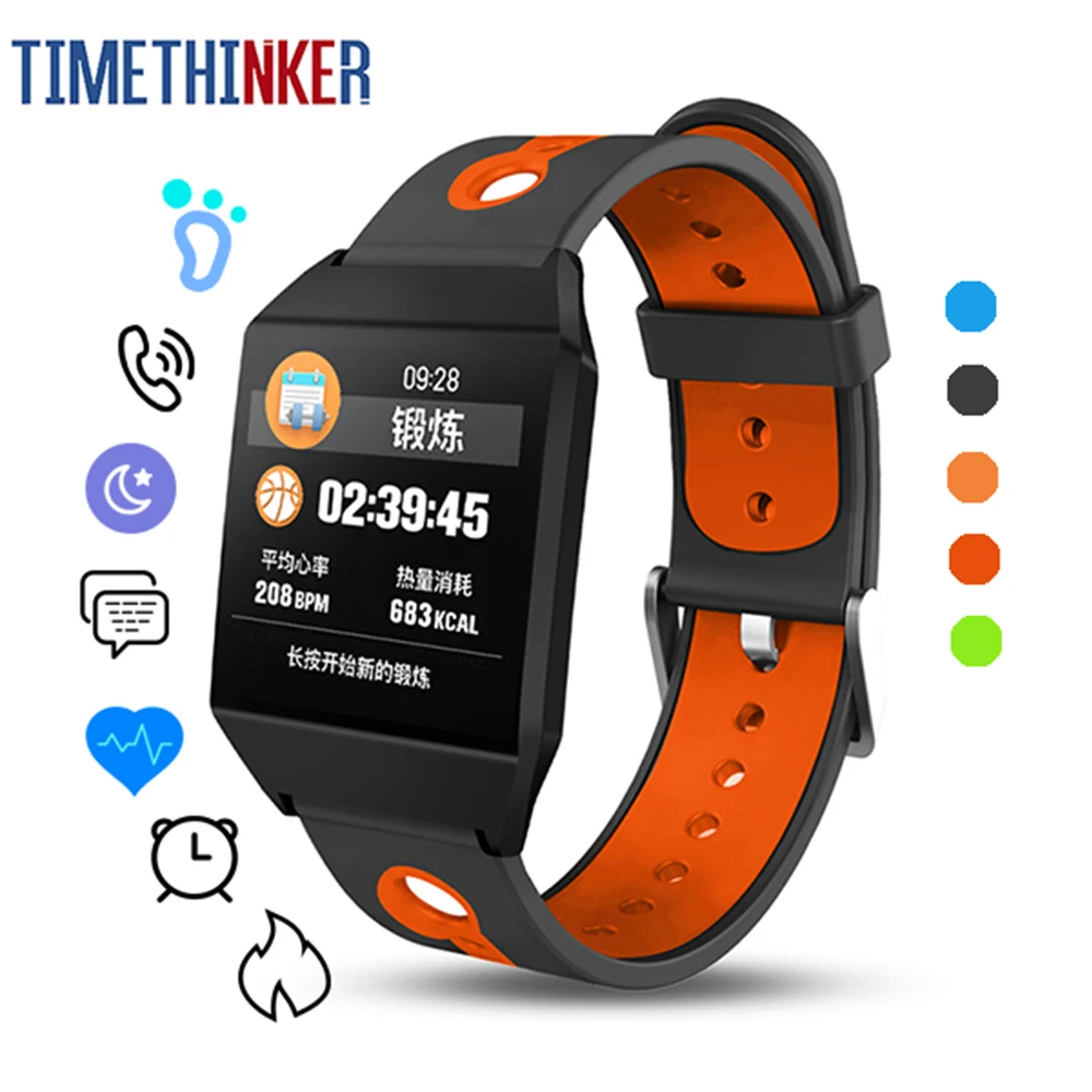 

Timethinker W1 IP68 Smart Watch Relogio Heart Rate Monitor Fitness Tracker Pedometer Sports Android IOS pk Fit bit Ionic