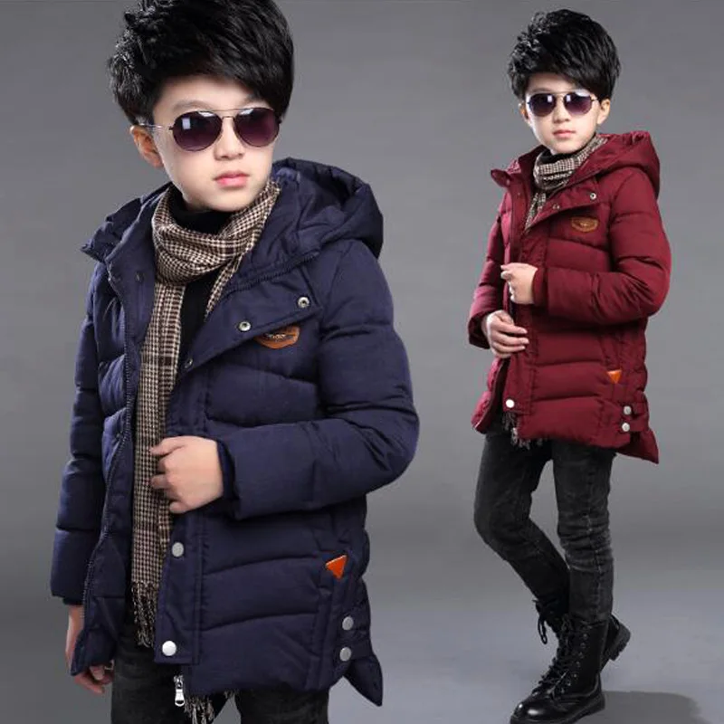 

New 2019 Fashion Children Winter Jacket Girl Winter Coat Kids Warm Thick Fur Collar Hooded long down Coats For Teenage 4Y-14Y