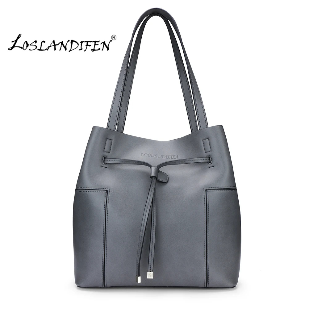 Fashion New Women Handbag Ladies Soft Leather Red Shoulder Bags Elegant Work Bucket Bag Tote ...