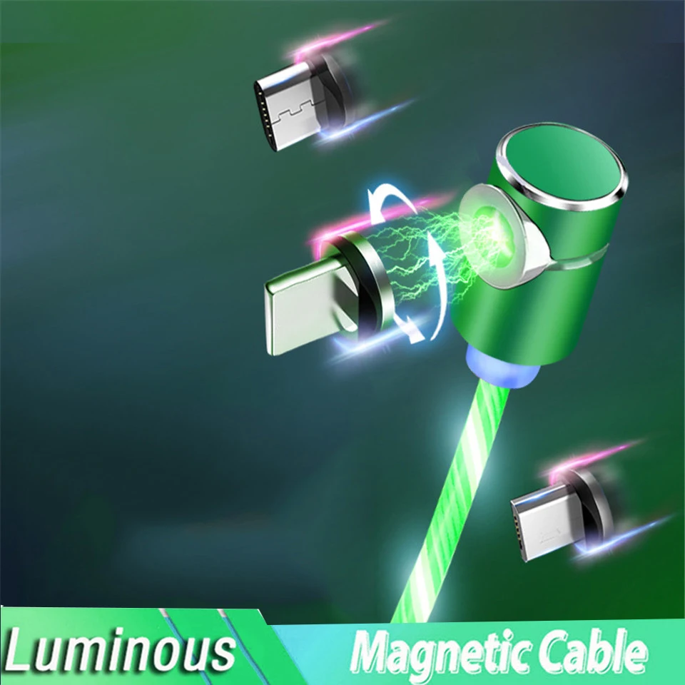 

90degree Usb Magnetic Cable Micro Usb Type C Charging Cable for Xiaomi Redmi Note 7 Pro Mi 9 Se Magnet Charger Phone Cable 1 M