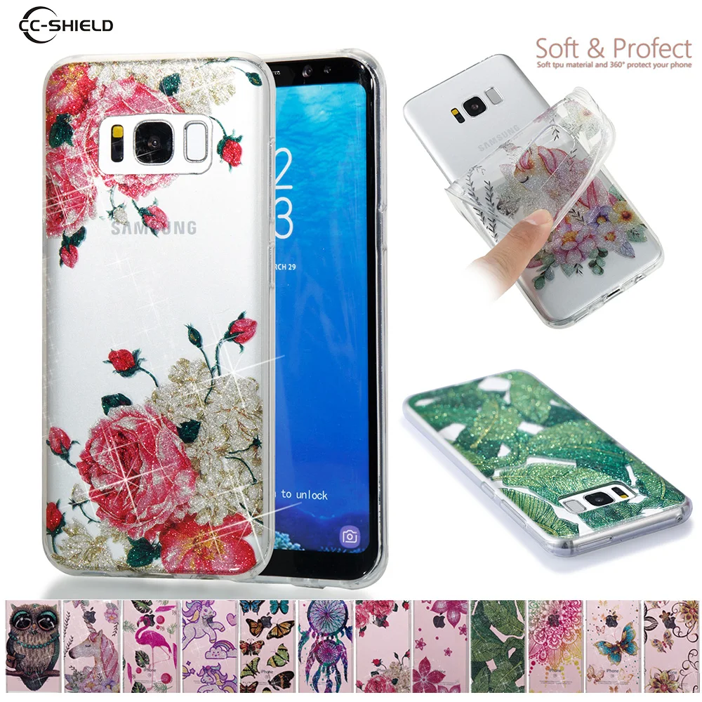 

Glitter Soft Case for Samsung Galaxy S8 Plus G955F G955FD SM-G955F SM-G955FD Transparent Silicone Unicorn Flamingo Phone Case