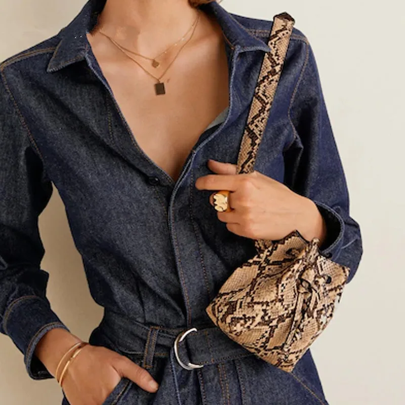 

2019 New Unique Design Snake Pattern Waist Bag Chest Bag Crocodile Pattern Mini Bucket Bag Shoulder Messenger Bags