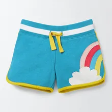 Радужные шорты на завязках для маленьких девочек, хлопковая детская одежда с цветочным принтом, новые летние детские штаны, брюки для девочек