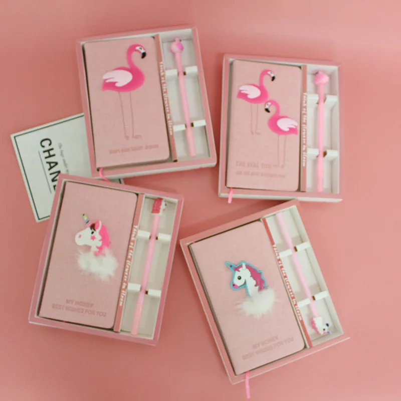 

1Pcs New diary book PVC shell notebook pink girl heart travel diary plan notepad couple flamingo notebook diary