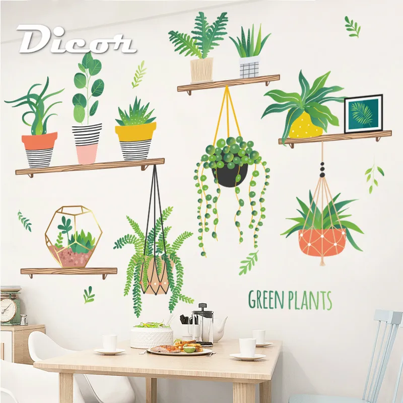 Наклейки на стену DICOR DIY Горшечное растение для домашнего декора Кухонное