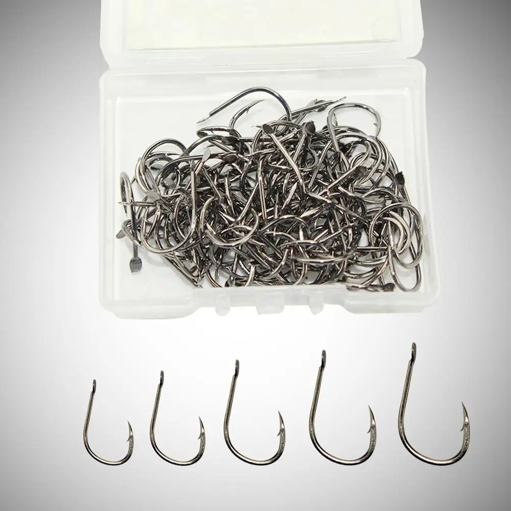 

THEKUAI 400Pcs/Lot Fishing Hooks Accessories Supplies Lures Carp Fishing Tackle Barbed Black High Carbon Steel carp Water Fresh