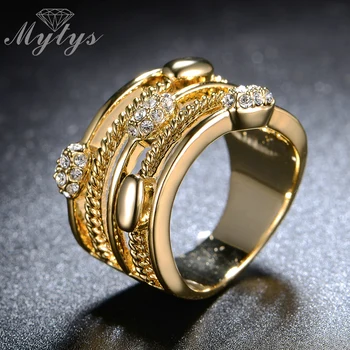 

Mytys Yellow Gold GP Ring 2017 New Fashion Rings For Women High Quality R1054