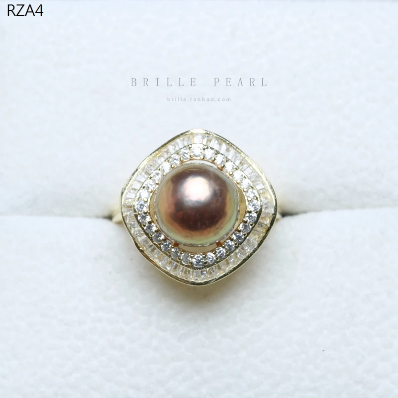 BaroqueOnly 925 серебро 9-10 мм Жемчуг Эдисон кольцо натуральный цвет регулируемый циркон инкрустированные ювелирные изделия RZA