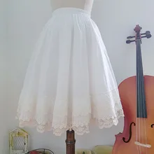 Лолита Стиль Mori девушка Нижняя юбка сплошной цвет хлопок кружево универсальная базовая юбка леди милые Saia