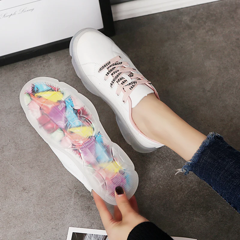 

Women Shoes Fashion White Sneakers Chunky Vulcanize Shoes Female 2019 Spring Summer Platform Tenis Feminino Women Casual Shoes