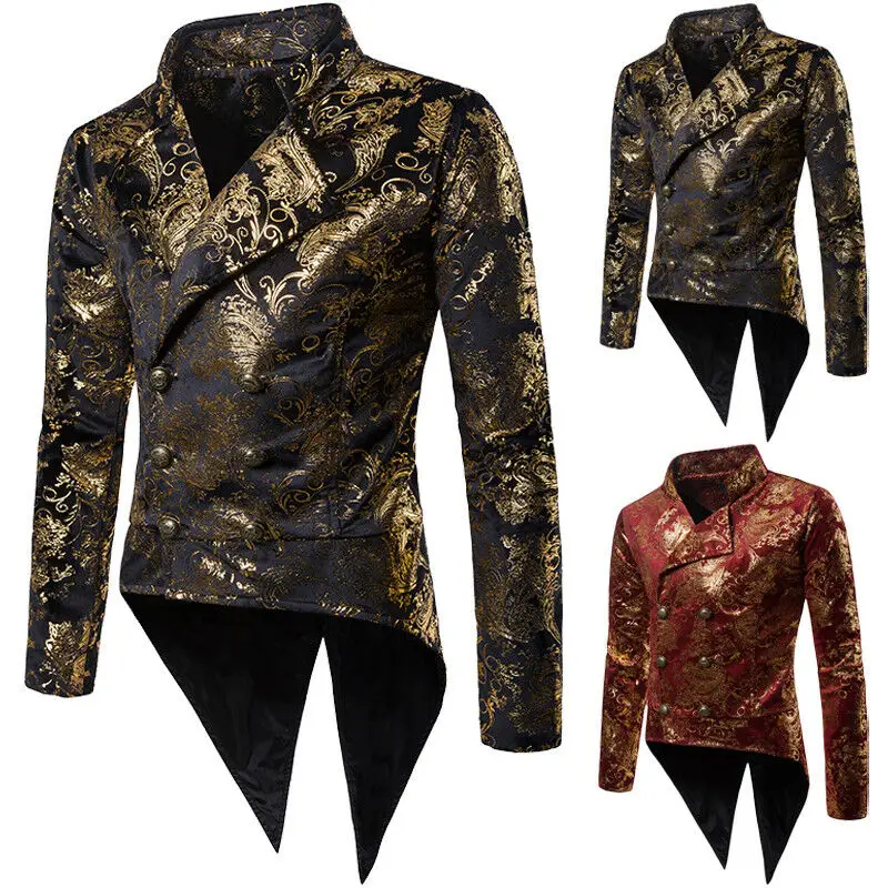 

New Men's Jacket Tail coat Goth Steampunk Victorian Nightclubs Wedding Party Men Nightclub Prom Suit Blazer Men Costume Homme