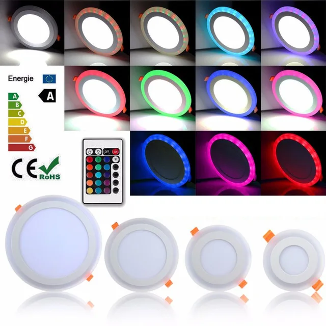 

1X LED Panel 6W 9W 18W 24W 3Model Red green Bule LED Panel Light Double Color LED Ceiling Recessed Down Lamp for Indoor Lights