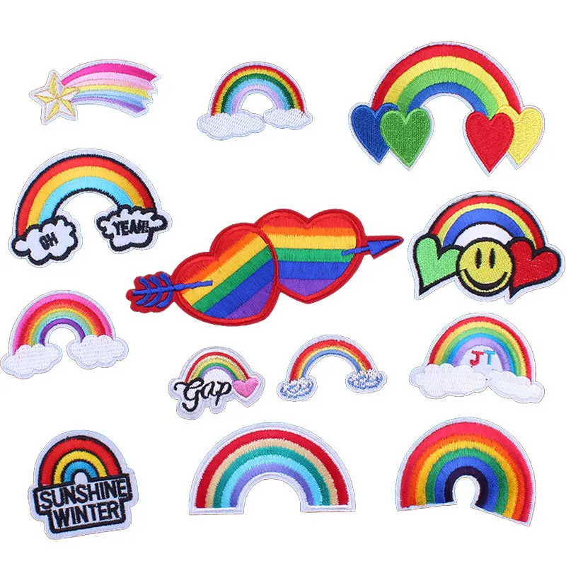 Free Shipping~10 pcs/Lot Embroidered Rainbow Sew on Iron On Patch