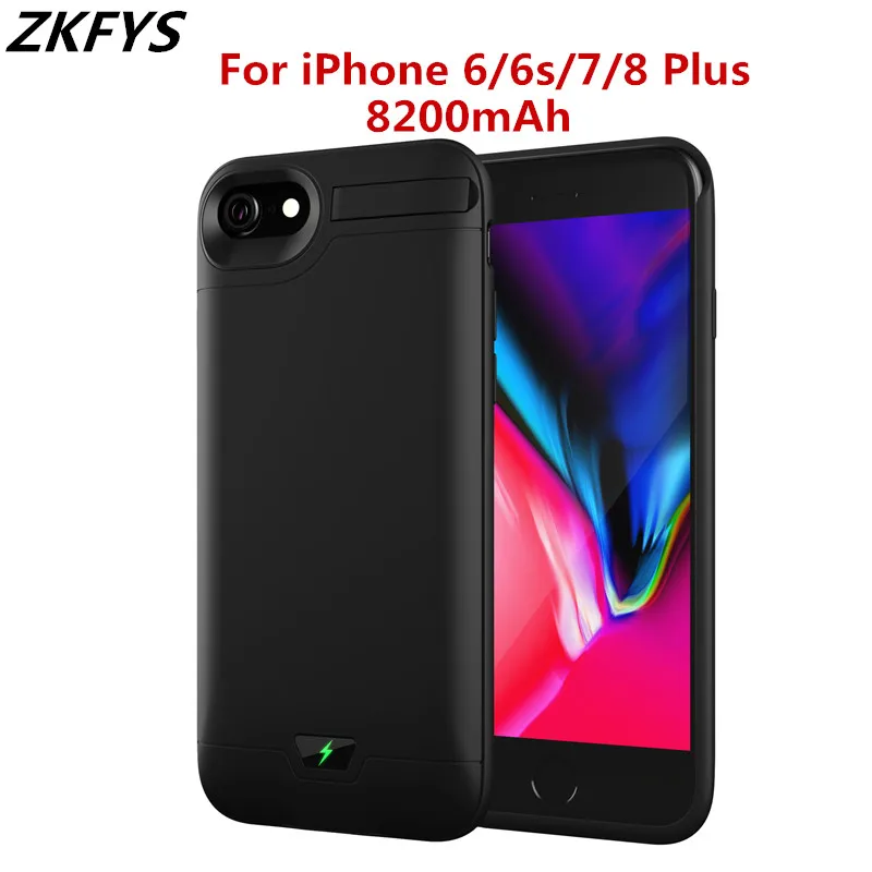 ZKFYS 8200mAh зарядное устройство чехол для iPhone 6 6s 7 8 Plus портативная большая емкость