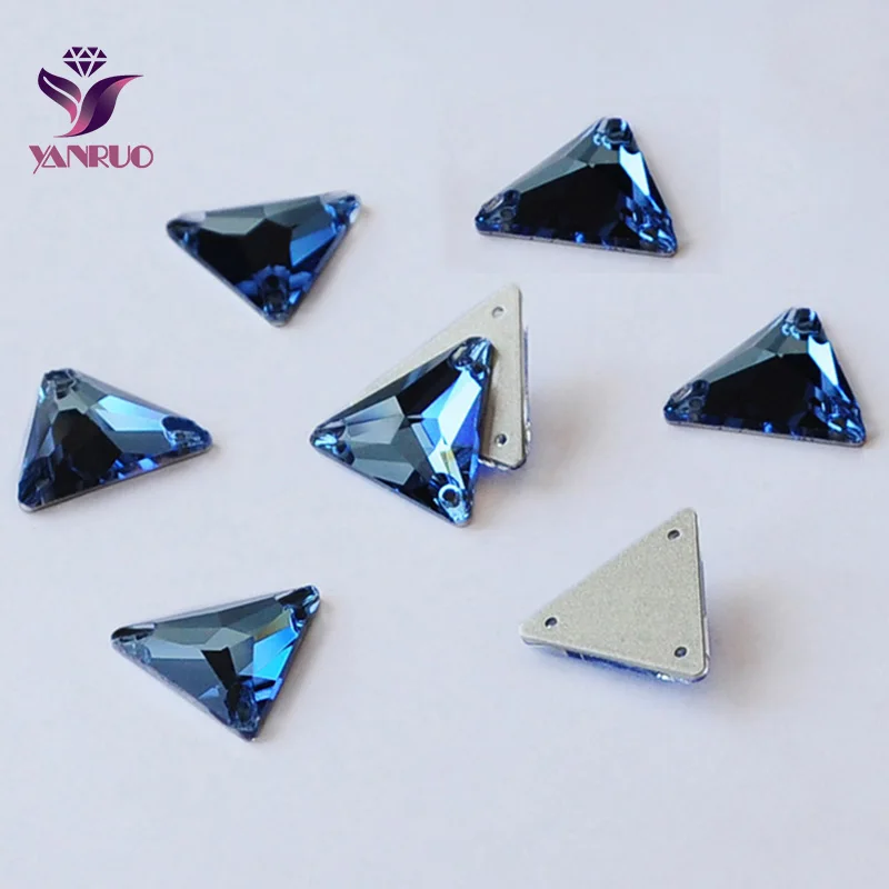 

YANRUO Sapphire 3270, треугольные бусины для шитья, хрустальные пуговицы, стеклянные стразы для шитья, камни для одежды