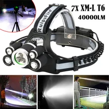 40000 лм 7X XM-L T6 светодиодный перезаряжаемый налобный фонарь передняя фара Путешествия Глава Факел безопасности и выживания Z0105