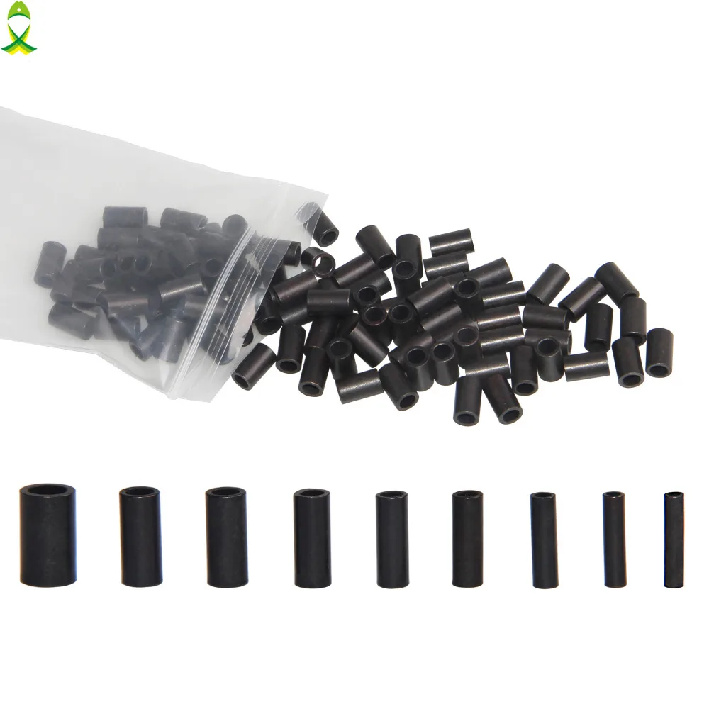 JSM 300PCS matt black Brass Fishing Single Barrel Crimping Sleeves for