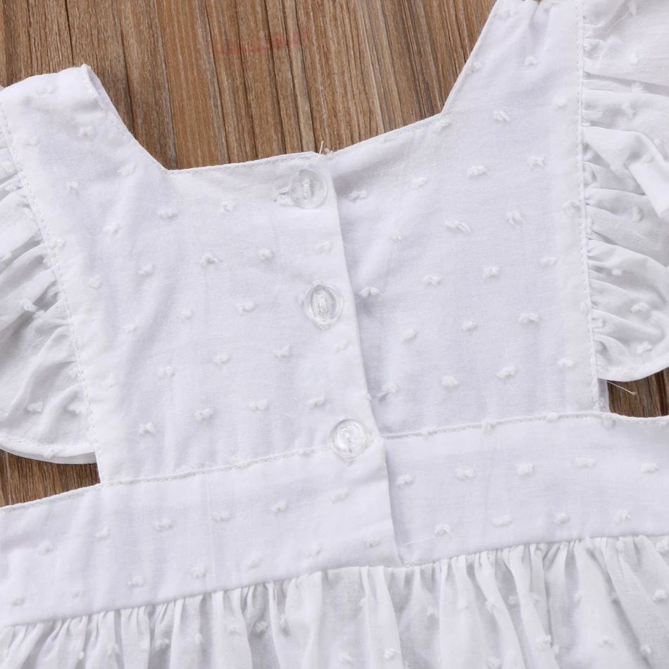 Одежда для новорожденных девочек топ с оборками с коротким рукавом, футболка белая одежда для маленьких девочек от 0 до 3 лет