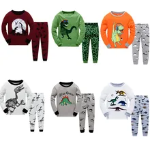 LUCKYGOOBO/детский пижамный комплект, одежда для сна с принтом динозавра для мальчиков Модный пижамный комплект, домашняя пижама для детей от 2 до 7 лет Одежда для маленьких мальчиков