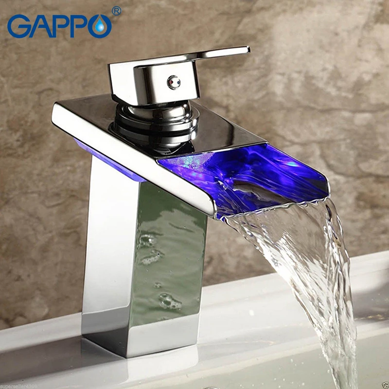 

GAPPO basin faucets bathroom sink faucet chrome waterfall spout led light faucet taps water taps mixer vanity vessel