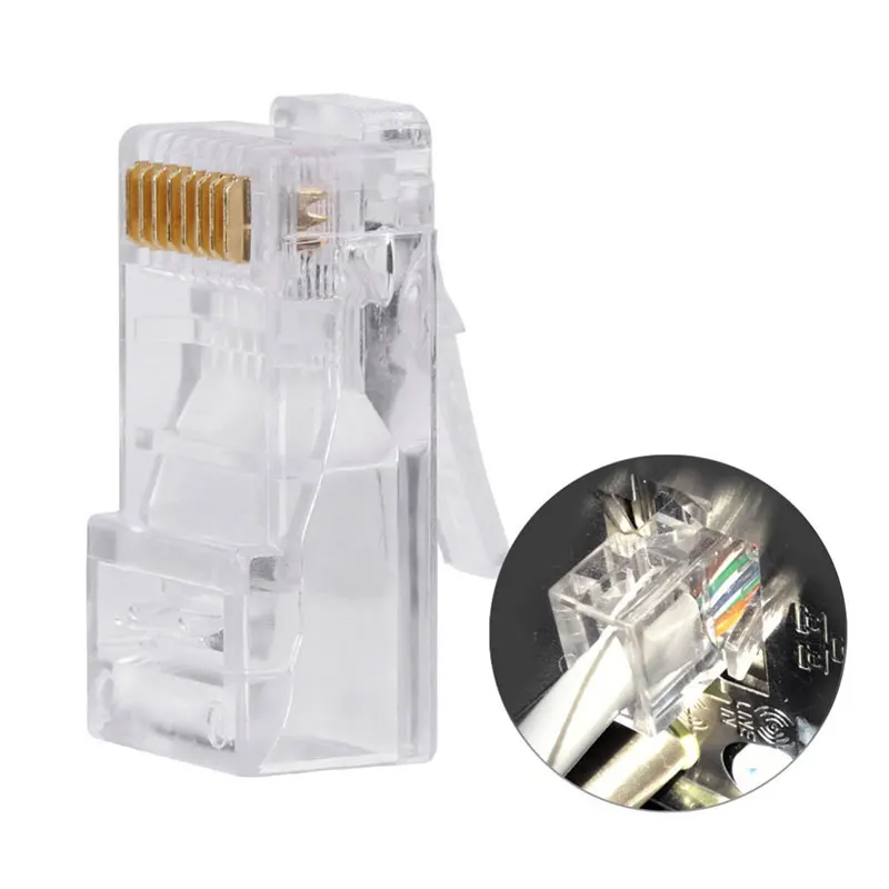 

10 Pcs RJ45 8P8C Network LAN CAT5E Cat5 Cat5e Internet Connector Modular Plug Jack Clear
