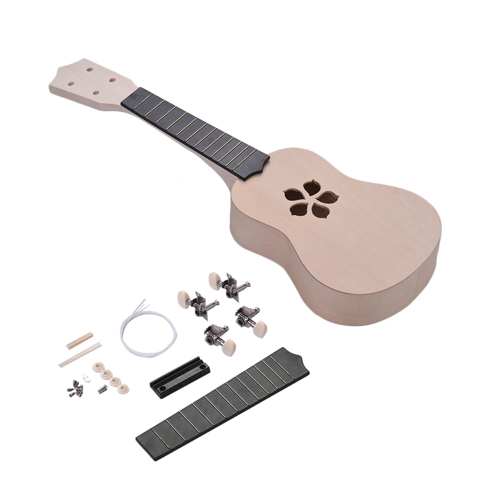 21 дюйм незавершенный DIY укулеле Ukelele uke Комплект Корпус из липы и шеи пластик гриф и мост нейлоновая нить