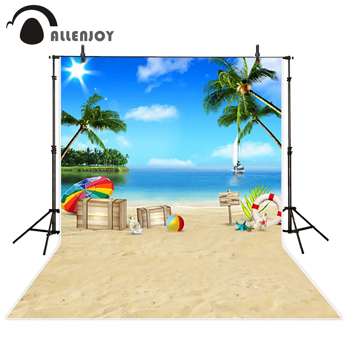 Allenjoy фото фон приморский пляж кокосовое дерево парусный Чемодан детский летний