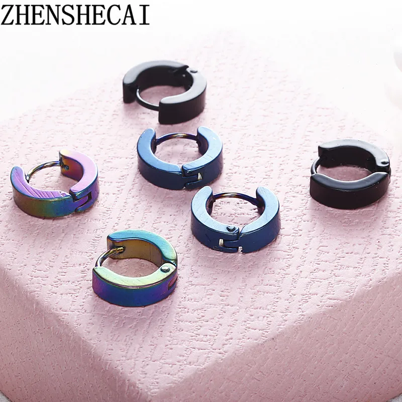 

Fashion multicolor hoop earring Stainless 5 colors round earring hot popular ear jewelry for woman wedding party gift e0213