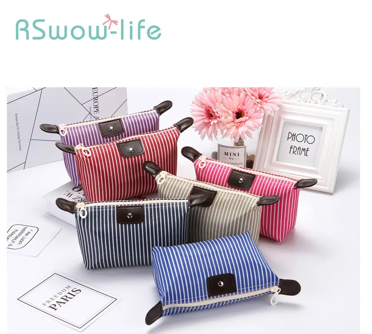 

Striped Dumpling Shape Storage Bag Folding Waterproof Cosmetic Small Object Storage Bag Ladies Bathroom Supplies Travel Bag