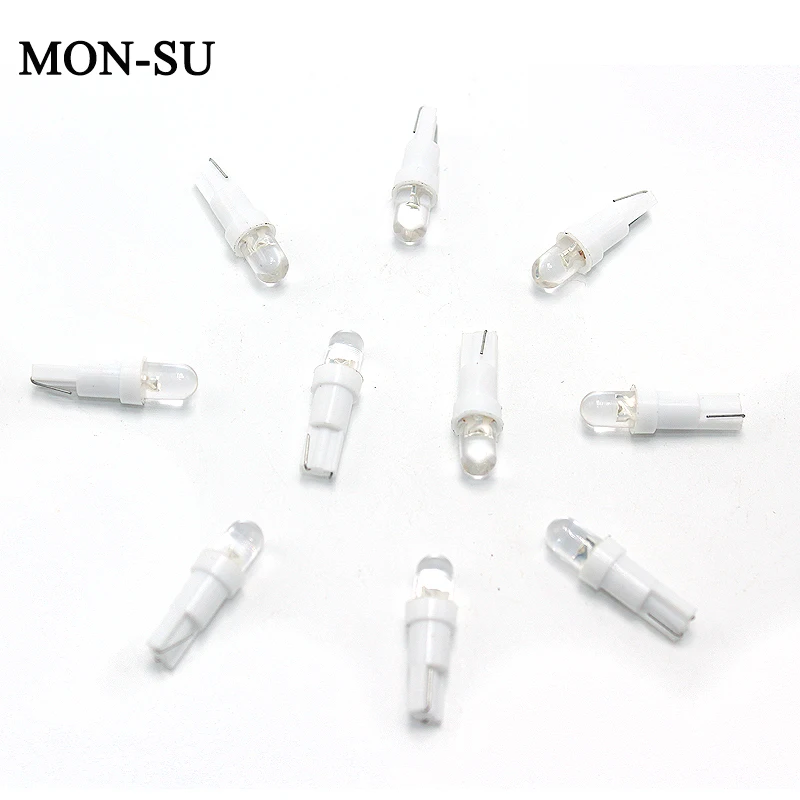 

MON-SU 100PCS T5 LED Car Interior Dashboard Gauge Instrument Car Auto Side Wedge Light Lamp Bulb DC 12V White Red Blue Yellow