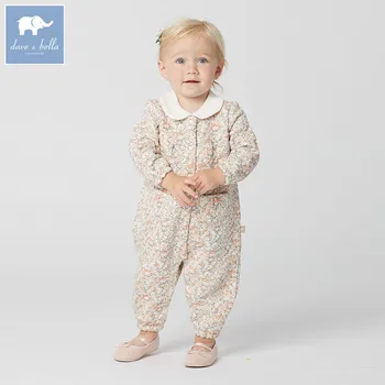 

DB5573 dave bella autumn new born baby girls cotton romper infant clothes children floral romper toddler baby 1 piece