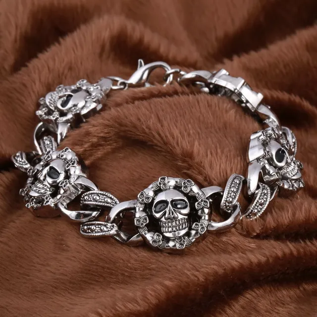 Gothic Skull Charm Bracelet Men S Bangle Whole Male Gothic Skull Charm Bracelet Men S Bangle Whole Male Stainless Steel Pulsera Handmade Wristband Bijoux