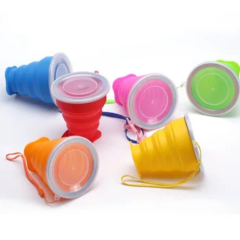 

Wholesale silicone products outdoor folding cups daily life creative supplies with lid cup 50 pieces / batch