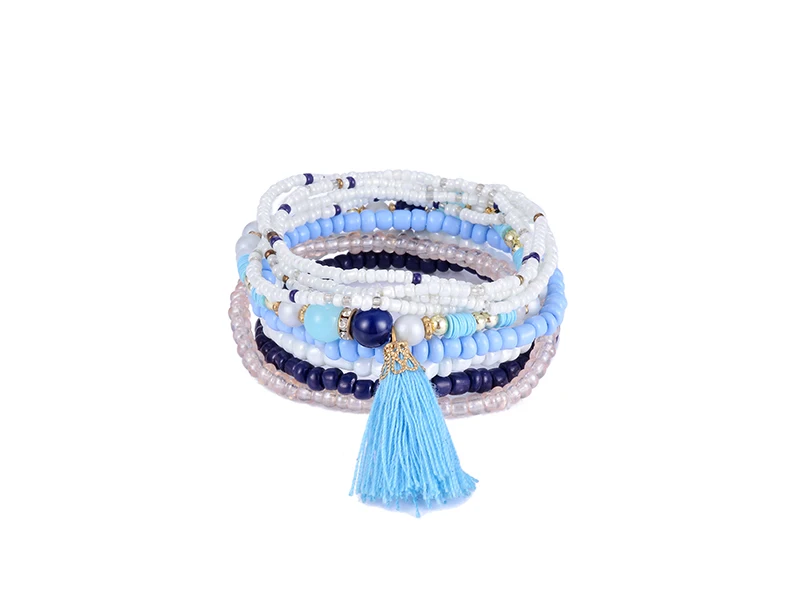 Богемные браслеты с кисточками и бусинами для женщин, цветной многослойный браслет в богемном стиле, Набор браслетов, ювелирные изделия, pulseira feminina