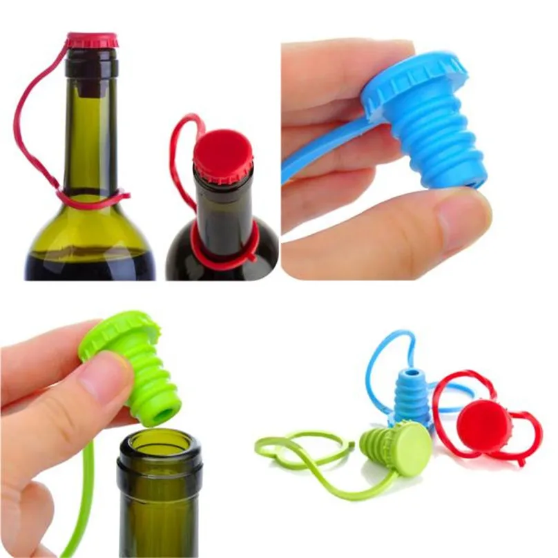 

Kitchen Anti-lost Silicone Hanging Button Seasoning Beer Wine Cork Stopper Plug Bottle Cap Cover Perfect Kitchen Tools #3d12