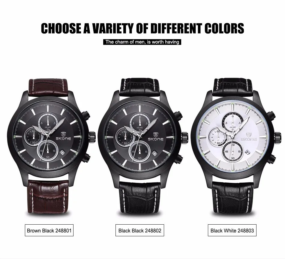 SKONE Хронограф Спортивные часы Для мужчин Элитный бренд шок натуральная кожа orologi horloges Montre Homme Relogio Masculino