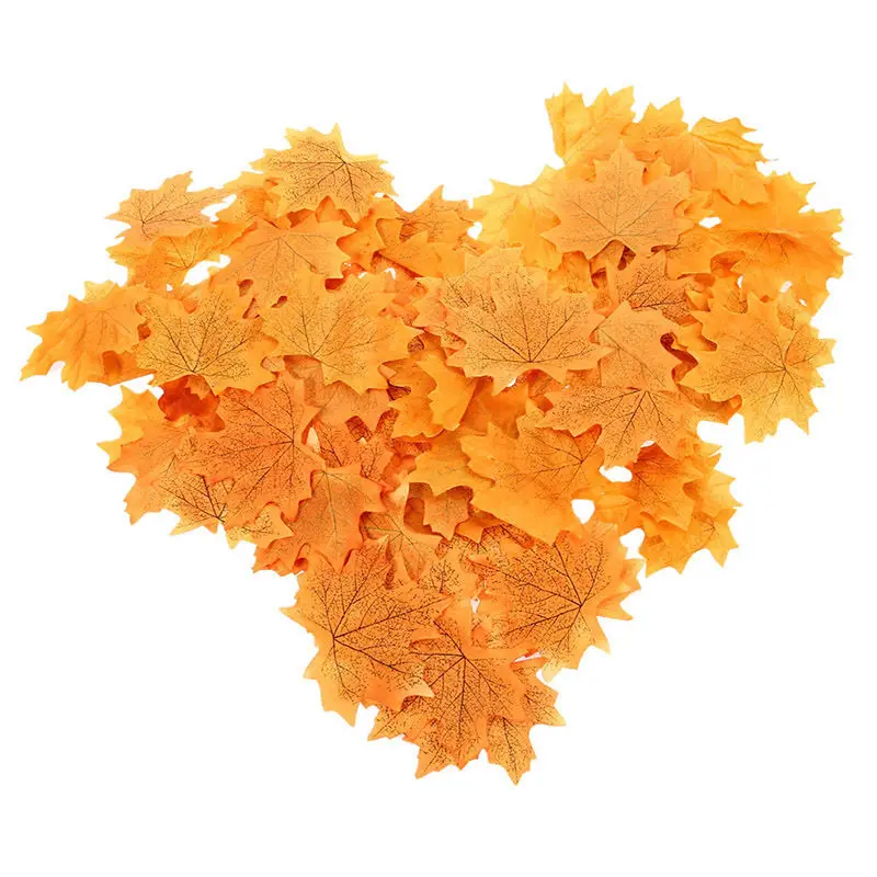 50Pcs DIY Colorful Autumn Leaves Maple Leaves Simulation Foliage Decoration