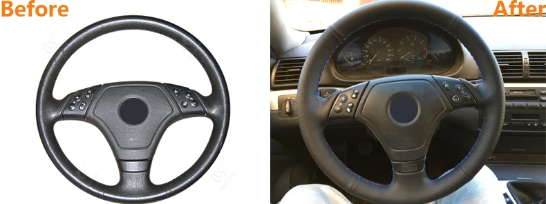 BMW E36 E46 E39 Black Artificial Leather Car Steering Wheel Covers Accessories-1