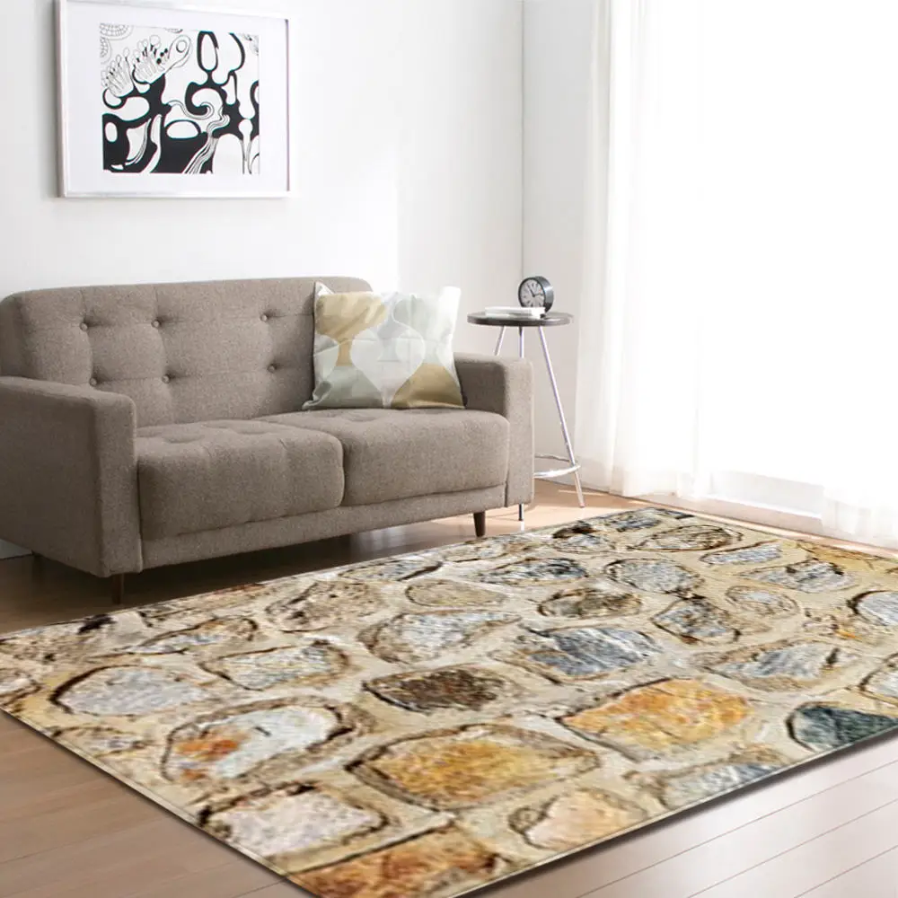 Nordic Living Room Carpets 3D Stones Pattern Printed Area Rug Soft