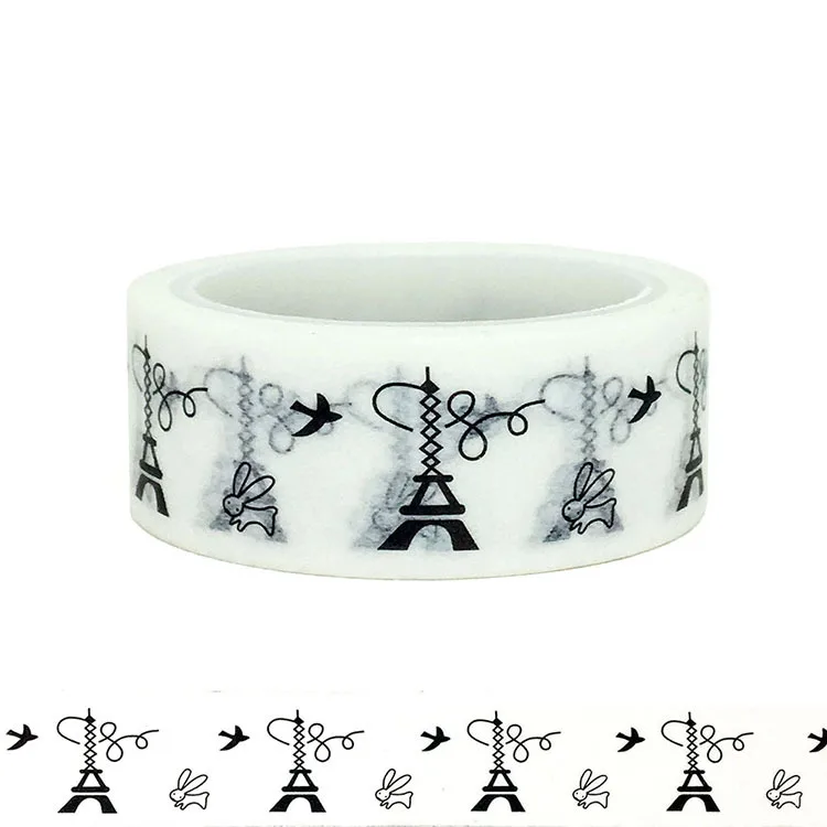 

20pcs/set Creative DIY of The Same Type of Black-and-white Iron Tower Washi Tape Printed Waship Paper Tape Sticker for Children