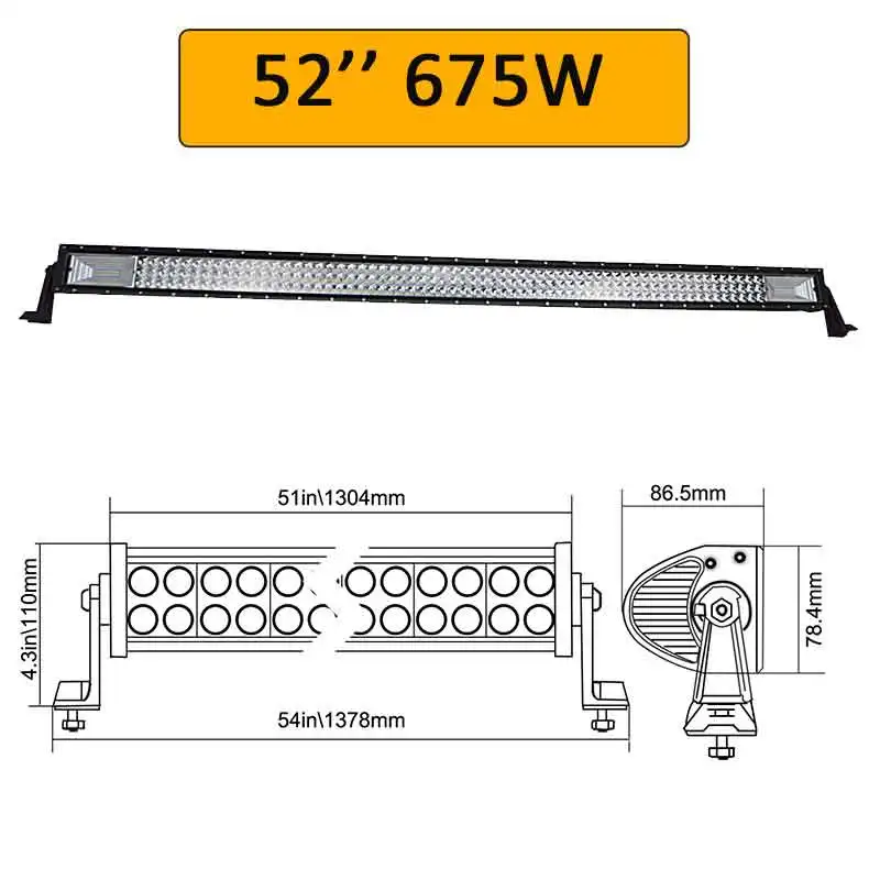 Auxtings 7D светодиодный светильник 2" 32" 4" 52" дюймов 12 В 24 в прямой светодиодный светильник бар рабочий светильник 4x4 грузовик ATV крыша автомобиля внедорожный вождение - Цвет: 675W with wiring