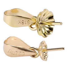 G18K желтого золота с втулкой подвеска-Бейл соединение-защелка, украшенное цветочками и Шапки для "сделай сам" для изготовления ювелирных изделий, ожерелье, подвески, шармы