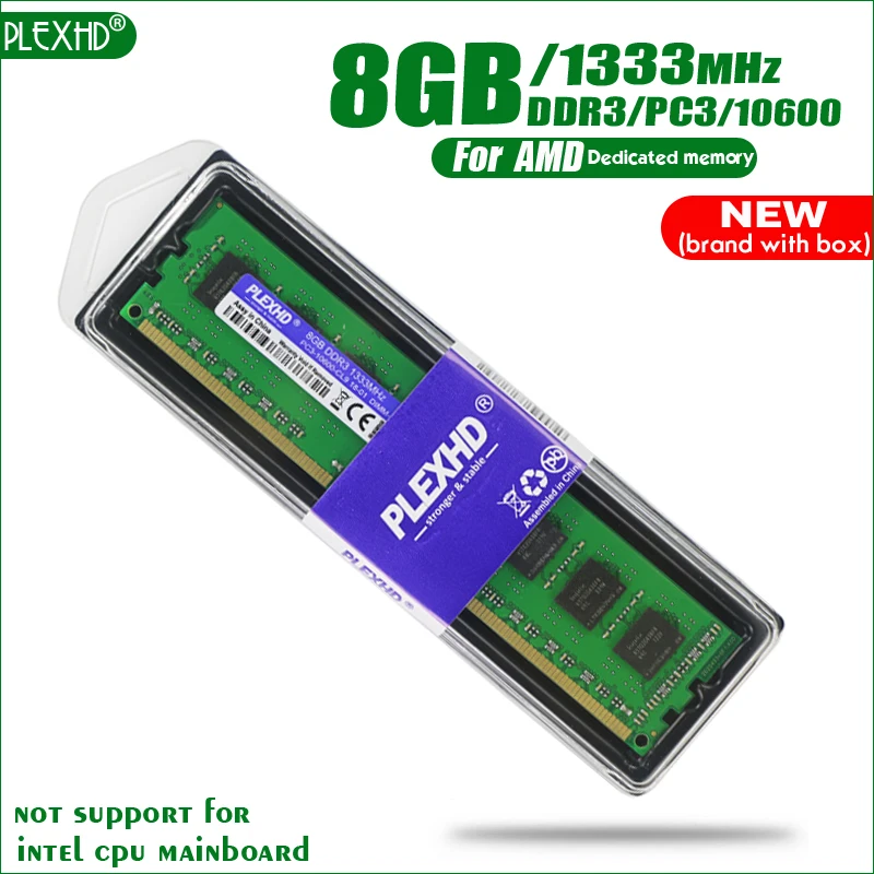 PLEXHD 8 ГБ DDR3 PC3-10600 1333 МГц 8G PC3 10600 для настольных ПК оперативная Память DIMM 240 контакты для системы AMD Высокая совместимость