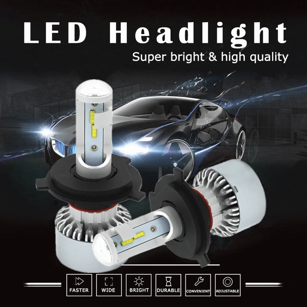 

WLJH 2x High Power Car Light H4 LED Headlight All In One Conversion Kit 9003 Hi/Lo Beam Headlamp HB2 Dual Beam 2- Year Warranty