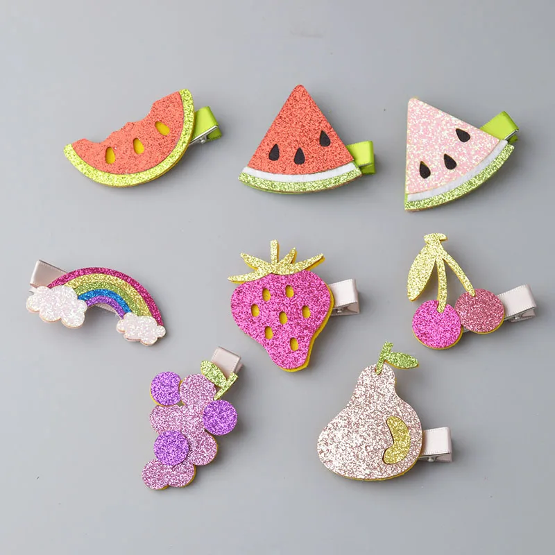 ¡Novedad de 2019! Horquillas para el pelo de fruta bonita para niños pequeños, horquillas bonitas para niños, horquillas de fresa, diadema con diseño de arcoíris, accesorios para el cabello A9
