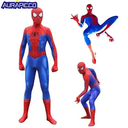 Взрослый человек-паук в Spider-Verse Майлз Моралес костюм зентай для косплея Человек-паук шаблон боди костюм супергерой комбинезоны